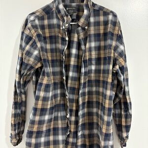 Classic Navy Plaid Button-Down Shirt